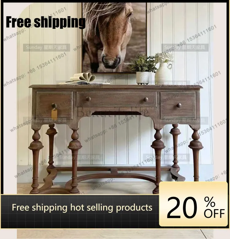 Factory Direct Nordic Roman Column Desk French Vintage Faux Old Master Bedroom Table