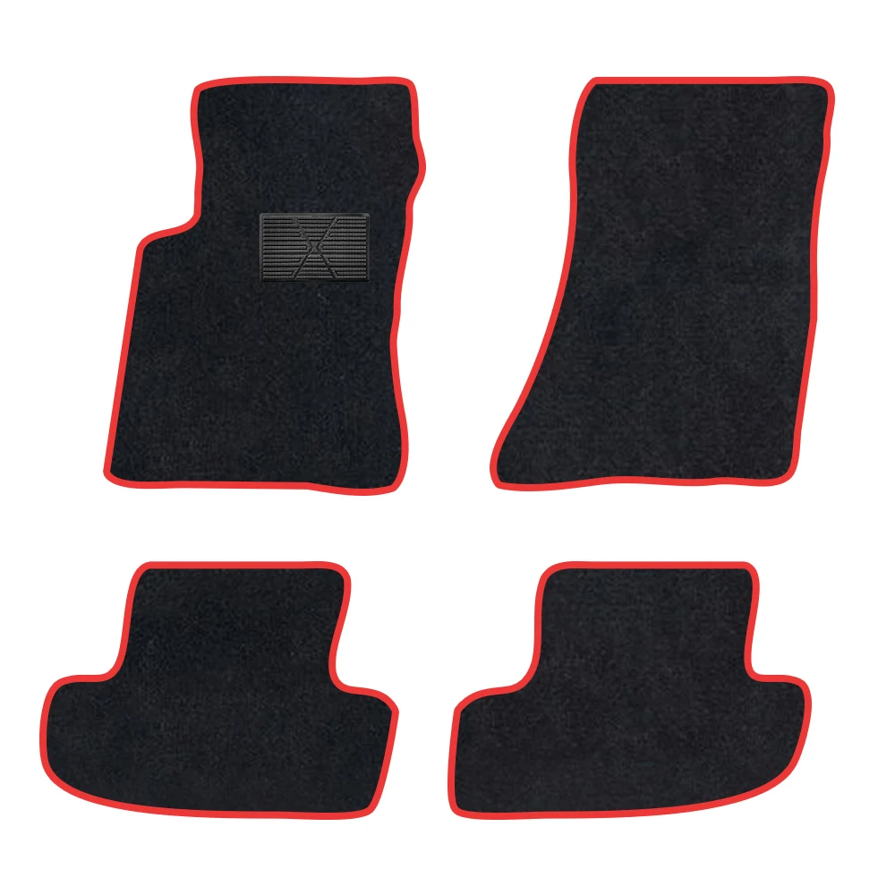 

Car Floor Mat For Ford Mustang 2015-2023 MK6 S550 Polyester suede Anti Slip black Backing red Binding Trim Edge