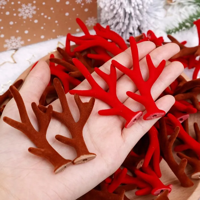 2024 New 20pcs Christmas Gift Decoration Cosplay DIY Red Brown Antler Headdress Deer Horn Tree Branches Headband Accessories