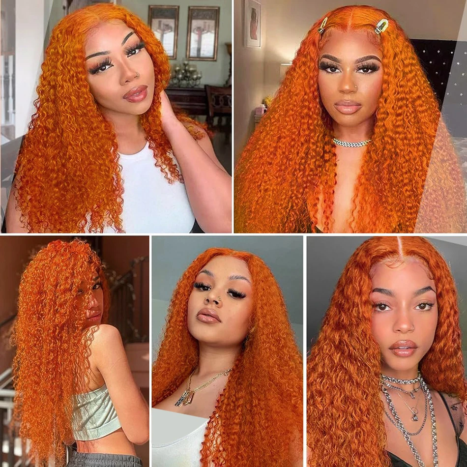 Oranger Ginger Deep Wave Frontal Wig 13X6 Hd Кружевные фронтальные парики Бразильские 100% цветные парики из человеческих волос 32 30 дюймов для женщин