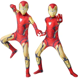 Anime Iron Man Cosplay Costume Superhero Iron Man Boys Girls Jumpsuit Cloak Outfit Halloween Carnival Costumes