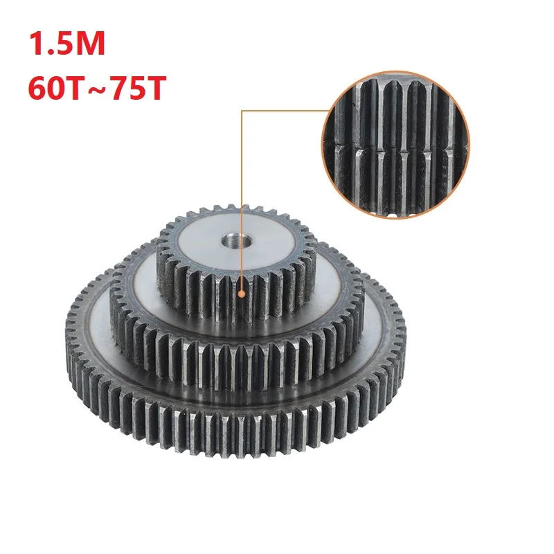 

Spur Gear 45# Steel Material Cylindrical Gears For Transmission Accessories Part 1.5M-60T/61T/62T/63T/64T/65T/66T/67T~75Teeth