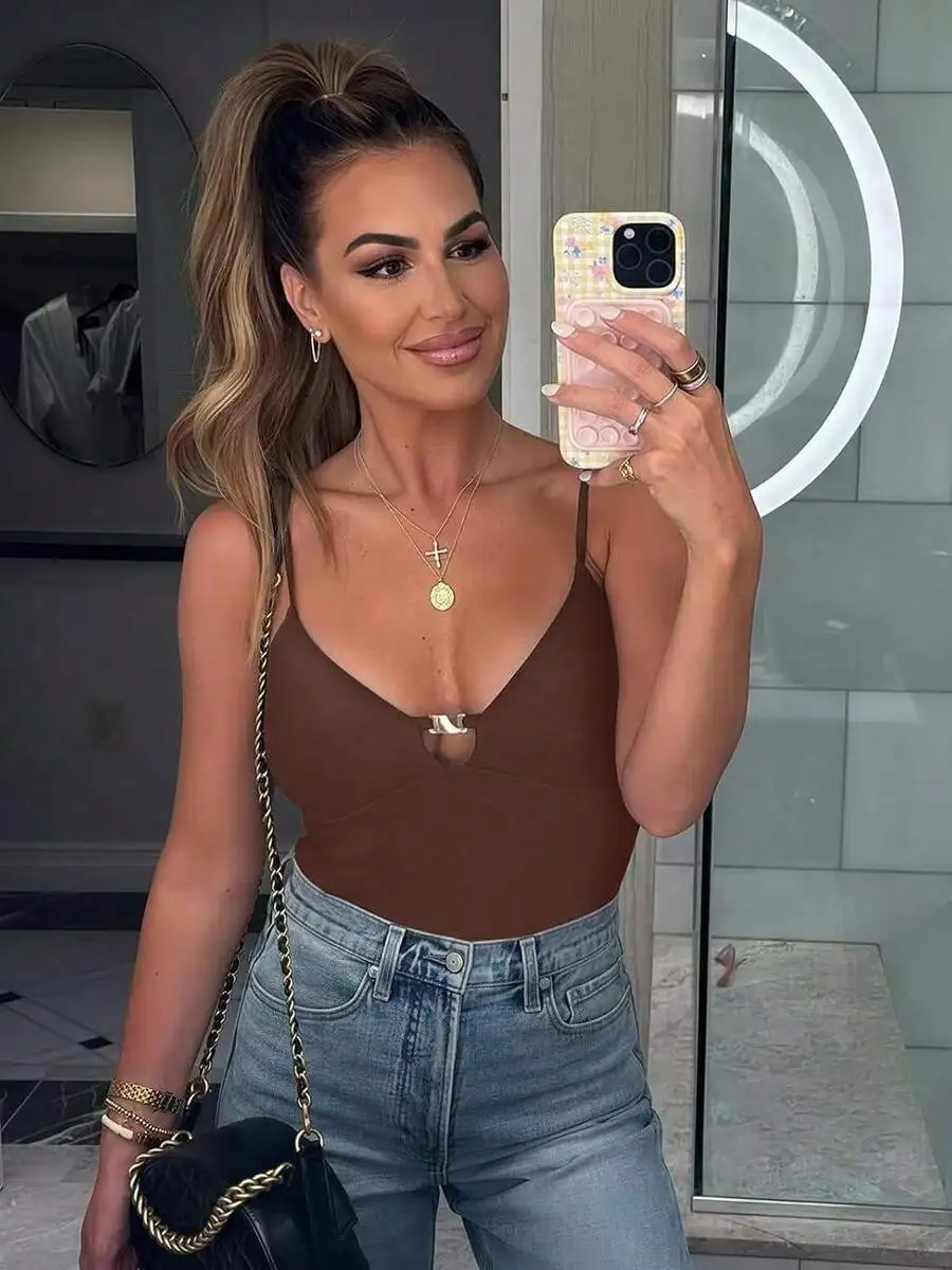 Women Sexy Cami Bodysuit With Built In Bra Sleeveless Spaghetti Strap Tank Top Body Suit 2026 Summer Going Out Outfits