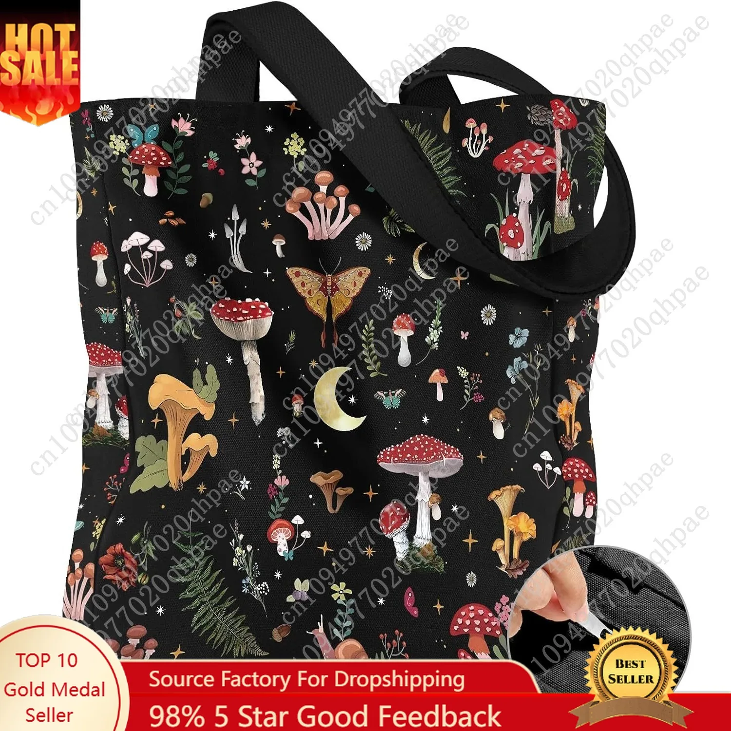 

Large Canvas Tote Bag for Women - with Zipper and Inner Pocket Aesthetic Cute Shoulder Bag for Shopping Daily