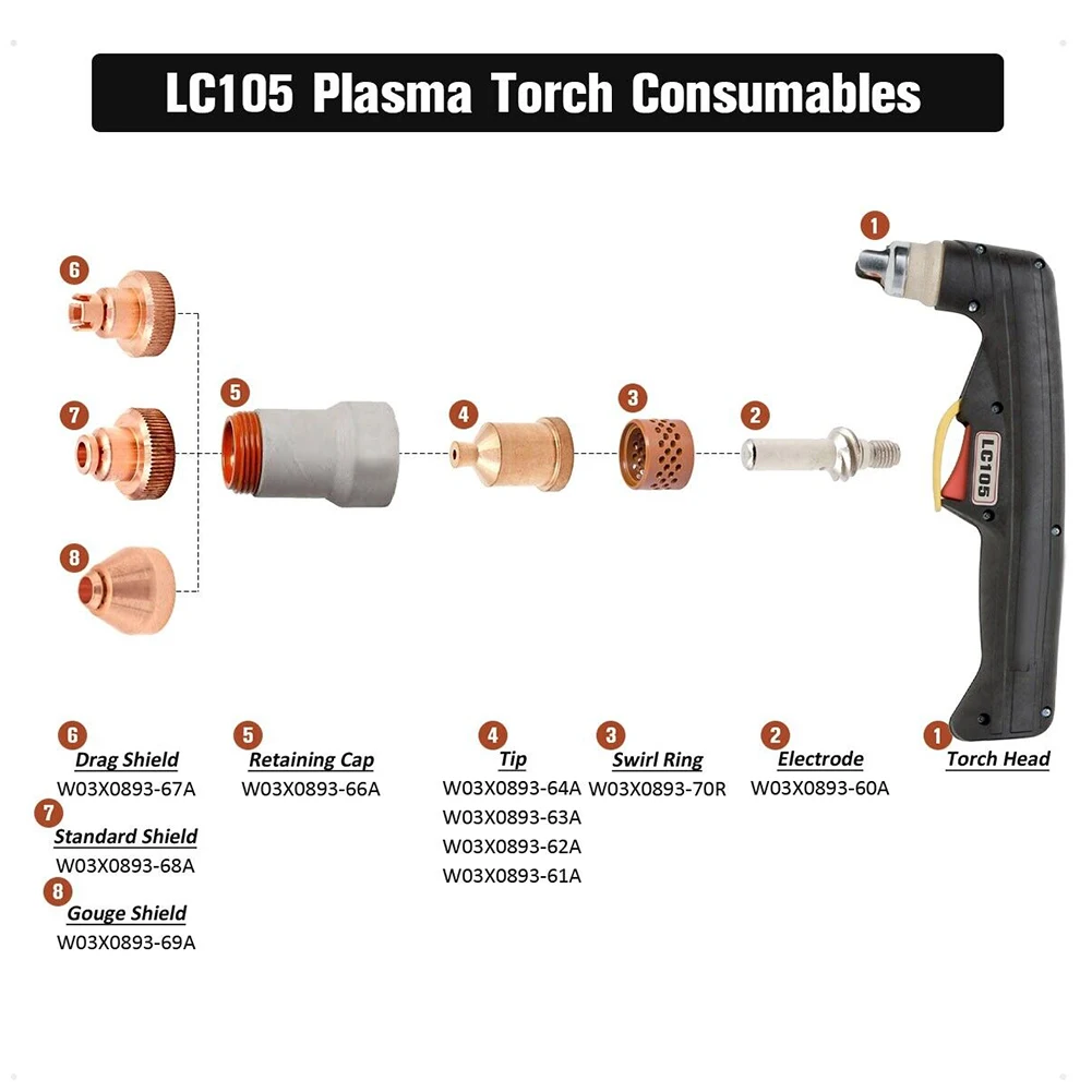 Swirl Ring Plasma Cutting 1538 Torch 40-100A Tips Welding Equipment Flashlight For Lincoln For Tomahawk Heat-resistant
