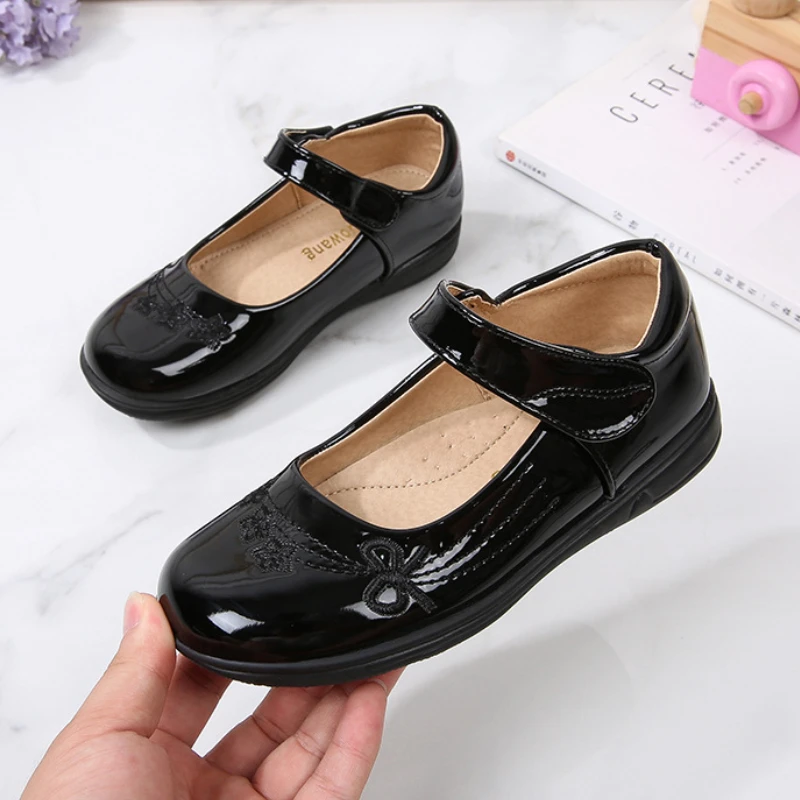 Elegant Girl Princess Shoes Soft School Versatile Children\'s Leather Shoes Spring Autumn Kids Black Formal Performance Shoes