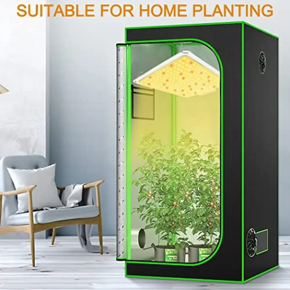 LED تنمو ضوء الطيف الكامل عكس الضوء أضواء النباتات النباتات الداخلية ميزان الحرارة الرطوبة 234 المصابيح 120 واط هادئة دائم السلبي