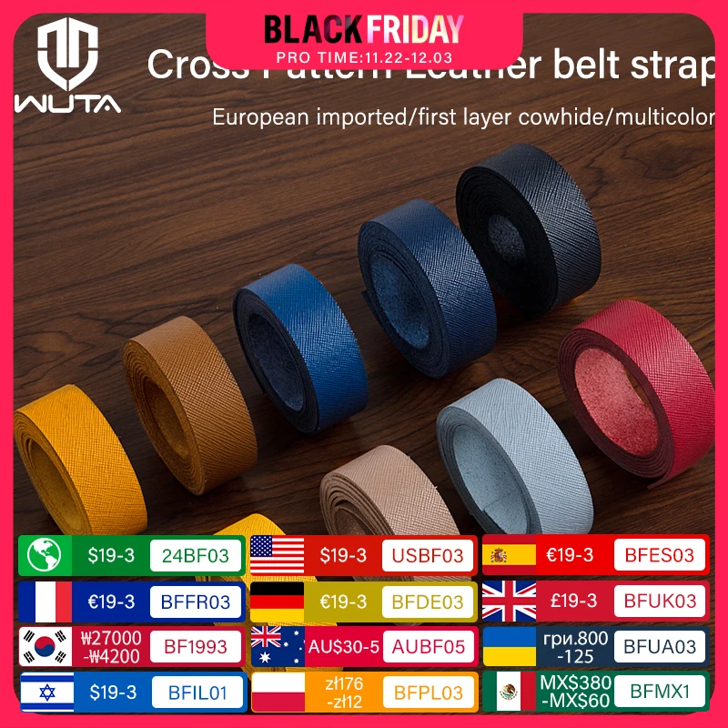 Кожаные ремни WUTA, ремни из натуральной кожи, пустые ремни с поперечным узором, первый слой из воловьей кожи, бирки для работы 1.0-1.6mm