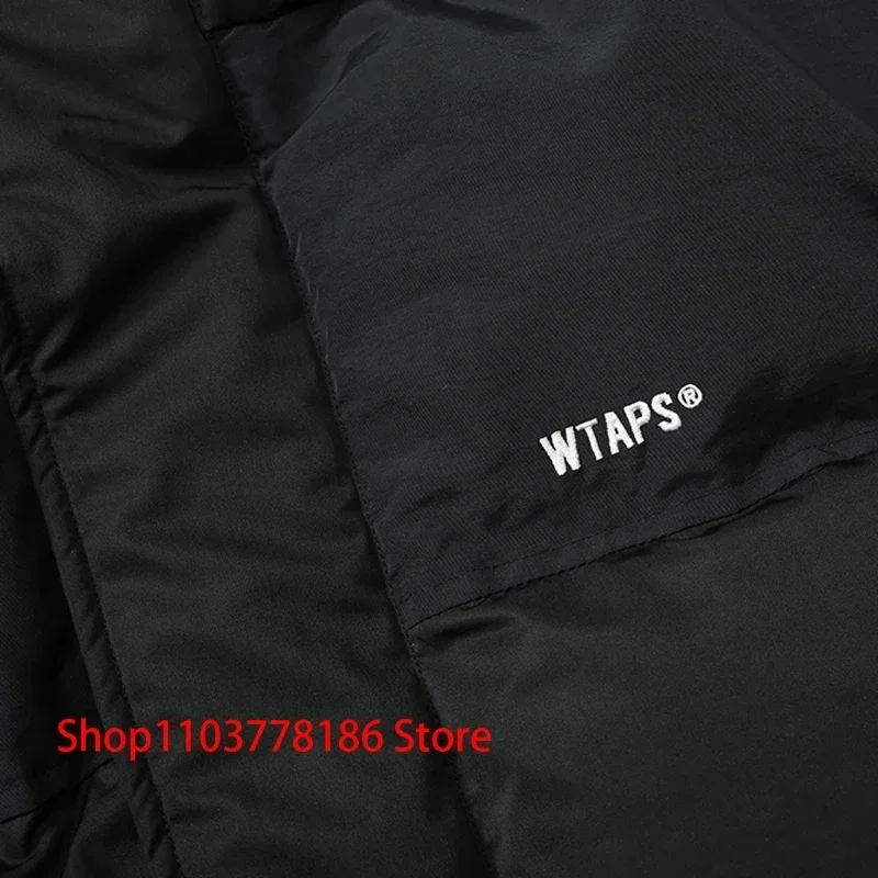 Wtaps-Doudoune à Capuche avec Fermeture Éclair pour Homme, Vêtements en Coton Noir, Logo Brodé Classique, Garder au Chaud, Hiver