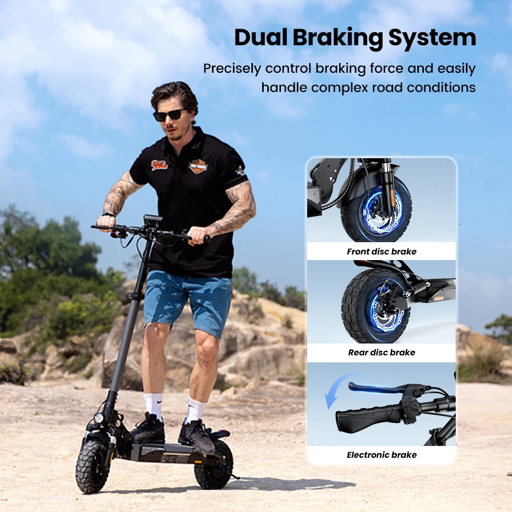 IScooter W9 Elektroroller 1000W Motor 48V14AH Hochleistungs-Lithium-Batterie Unterstützt APP E-Scooter Vordere und Hintere Scheibenbremsen Stadtfahrten Höchstgeschwindigkeit 45KM/H Maximale Reichweite 45KM 10-Zoll-Luftreifen für jedes Gelände Brandneu Original – Detail 10