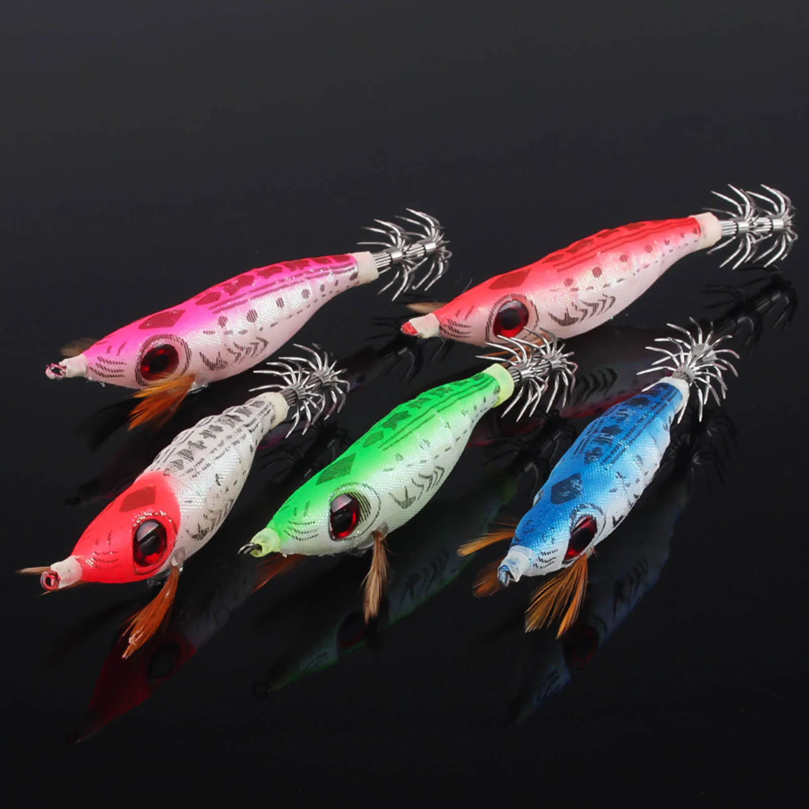 5PCS 3.5#Hook Luminous Artificial Hard Bait Saltwater Squid Jig Body Shrimp Octopus Cuttlefish For Fishing Jigs Lure Sea Tackle