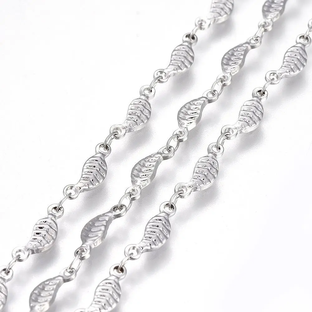 5/10m Leaf Link Chains 304 Stainless Steel Scalloped Simple Elegant Necklace Bracelet Handmake DIY Jewelry Making Accessories