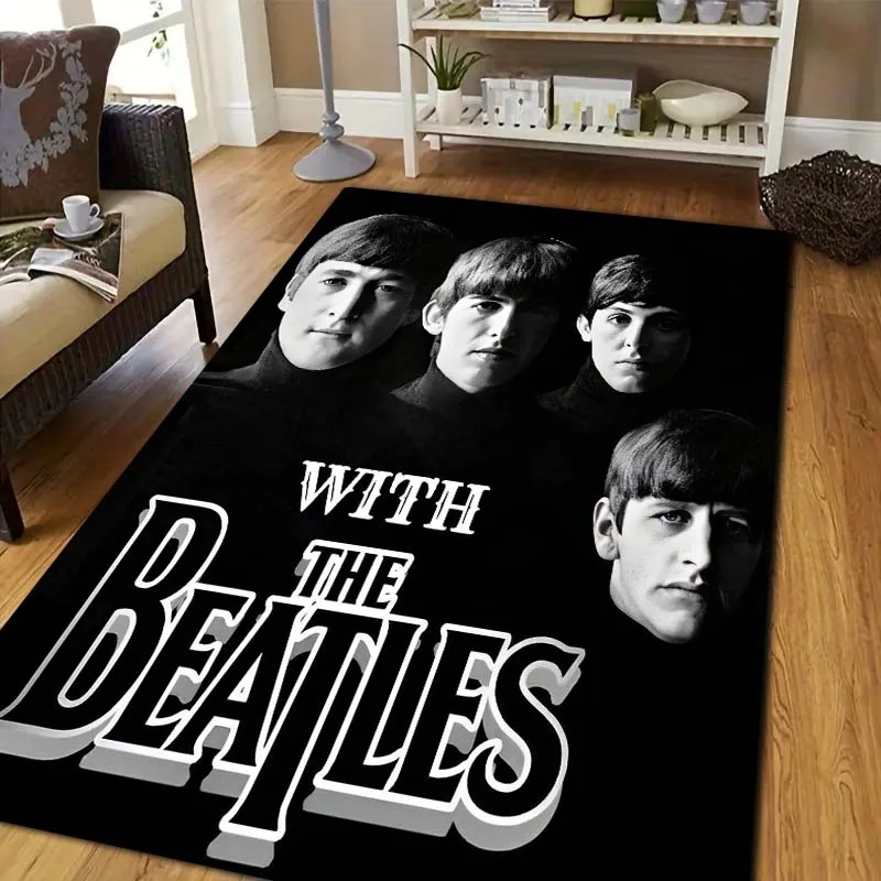T-The Rock Band B-Beatles Print Area Rug Non‑Slip Soft Floor Carpet Bedroom Living Room Game Room Birthday Gift Home  Decor