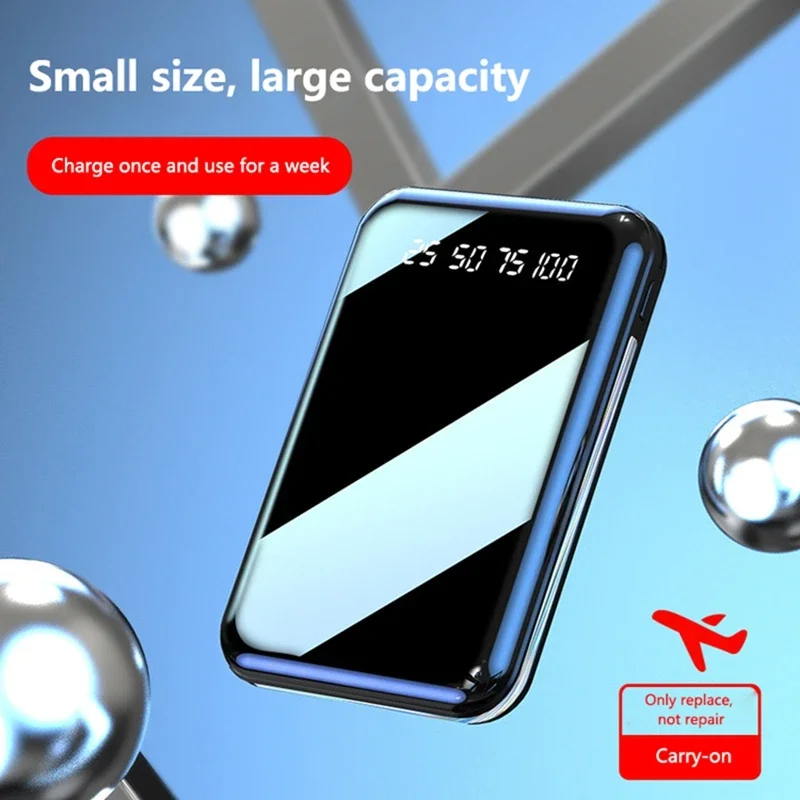 Xiaomi 10000mAh بنك طاقة صغير محمول شاحن مرآة شاشة LED باور بانك رقمي آيفون سامسونج بطارية خارجية جديدة #6