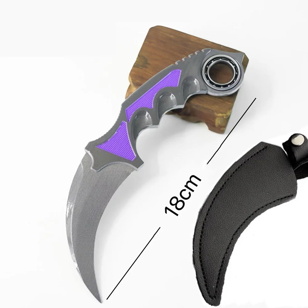 18cm Game Counter Peripheral Rotatable Karambit Metal Model Crimson Net/Black Laminated Board/Gradient Color Claw Knife Toy Safe
