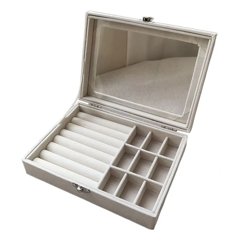 صندوق تخزين المجوهرات الشفاف، حامل حلقي متعدد الأقسام، منظم المجوهرات، منظم تخزين القرط