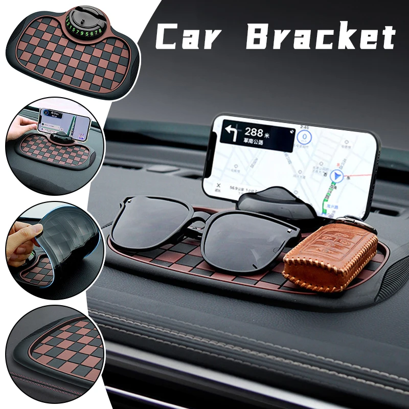 

2-in-1 Dashboard Anti Slip Mat With Parking Phone Number Plate Multi-functional Anti Slip Mat for Universal Car Bracket