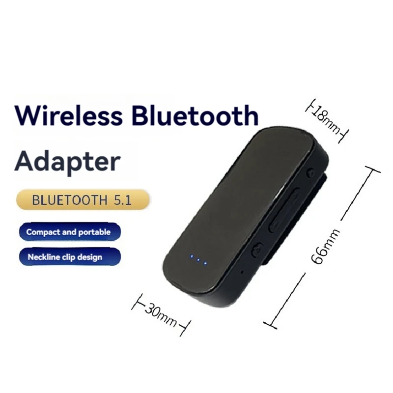 Adaptor penerima Bluetooth 5.1 portabel, adaptor Bluetooth Mini penerima Bluetooth Lavalier untuk sistem Stereo mobil rumah