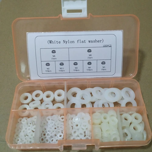 Imagen 2 del producto 500 Uds M2 M2.5 M3 M4 M5 M6 M8 negro blanco arandela plana de nailon espaciadores de aislamiento de plástico sellos arandelas de junta Kit de anillos