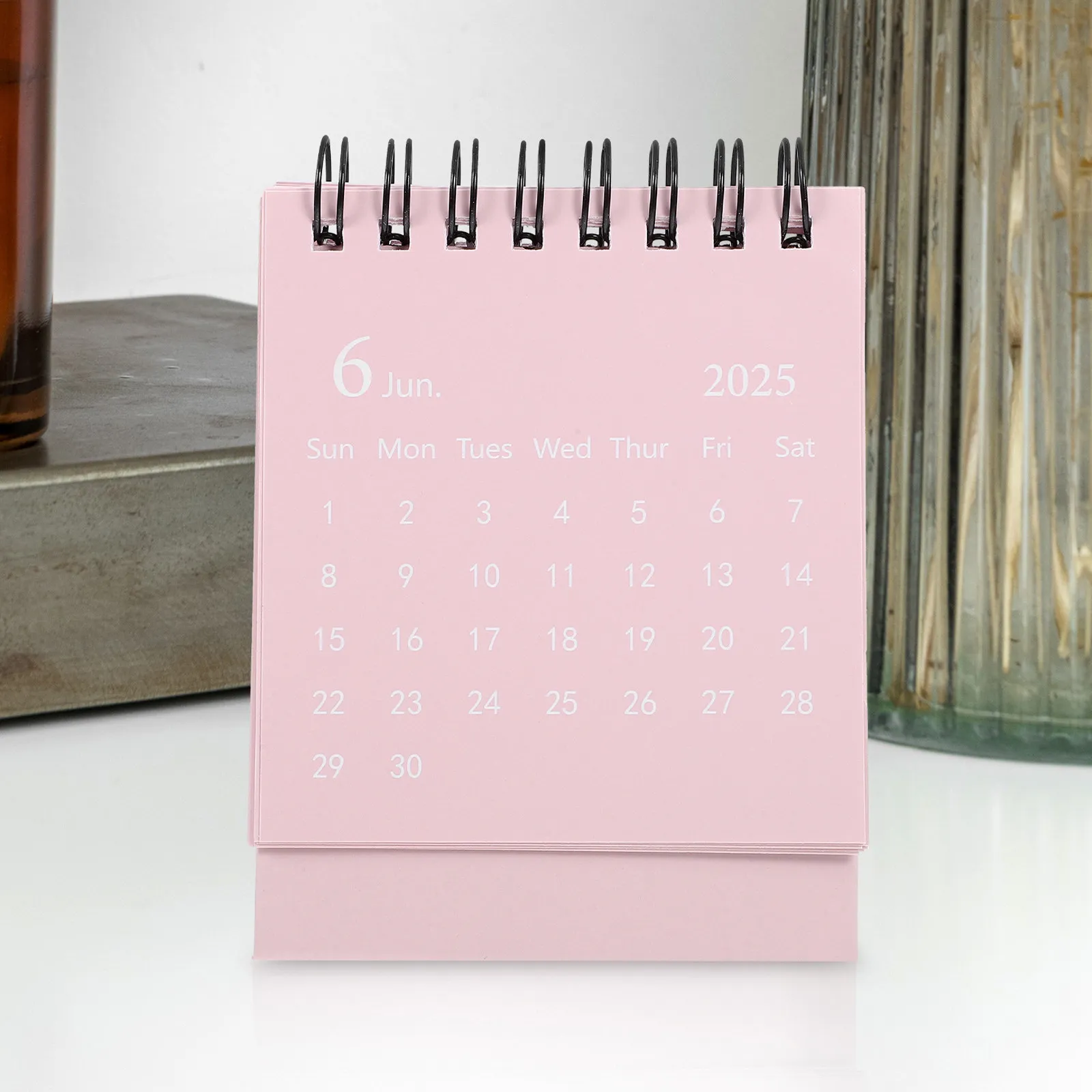 

Mini Desk Calendar 2024-2025 Thick Paper Spiral Flip Calendar Small Desktop Daily Memo Organizer Office Home Decor