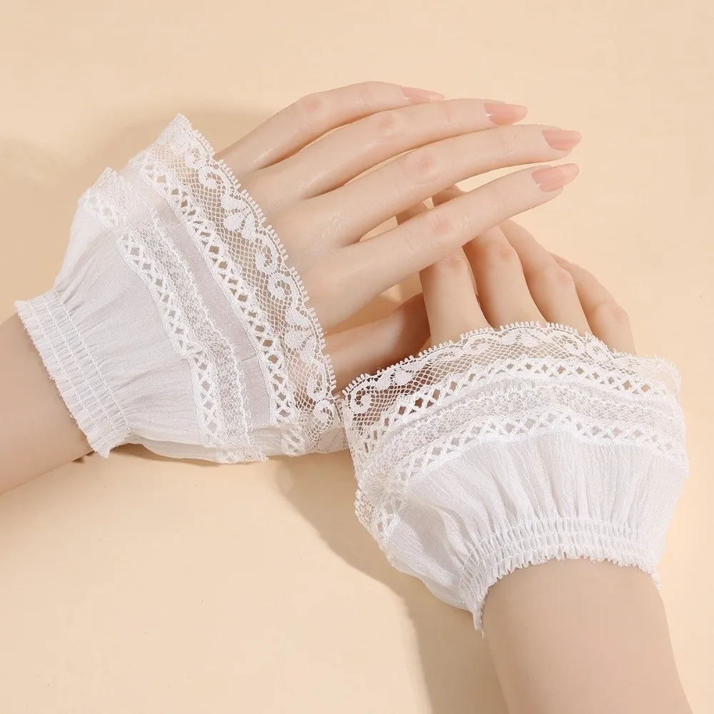 

New Multilayer Ruffle Fake Cuff Detachable Lace Trim Wrist Cuff Elastic Sweater Cuffs Women's Clothing Accessories