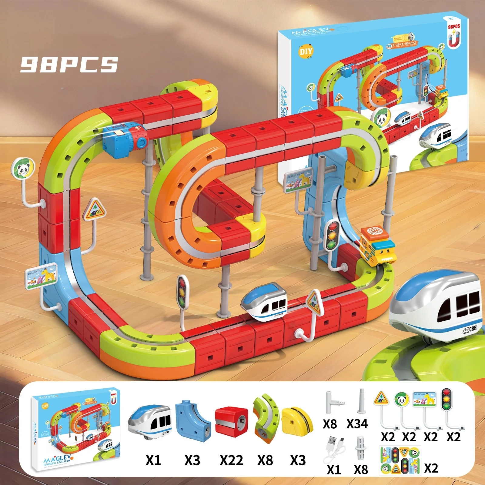 Magnetyczny zestaw kolejowy Klick Rail, elektryczny pociąg, elastyczna tor wyścigowa 3D, tor wyścigowy odporzający grawitację, z napędem, zestaw do budowania samochodów dla dzieci, zabawka edukacyjna.