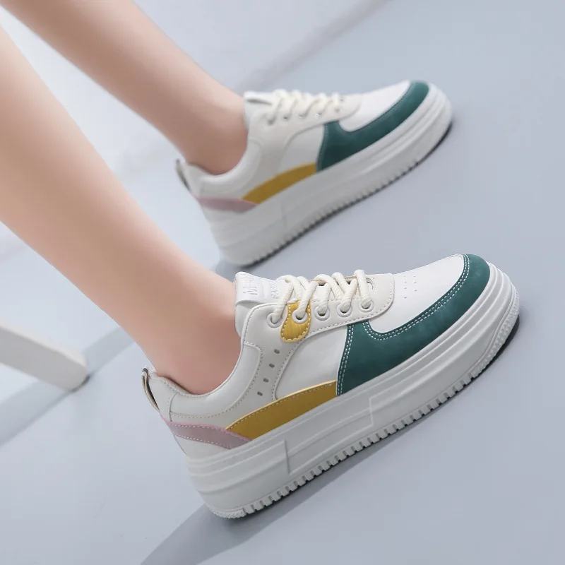 2022 New Fashion Sneakers Women Platform Shoes Color Fashion White Shoes Breathable Lace-Up Casual Running Shoes Female Sneakers