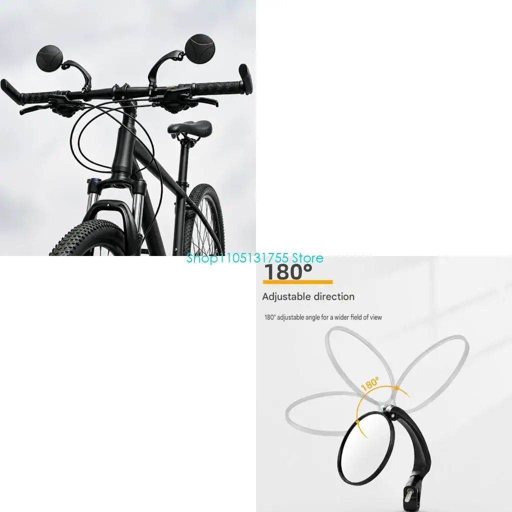 K0EF Jointed Arm Bike Mirror with Round Lens, Single-Mirror Form and Bar End Placement for City Cycling and Road Use