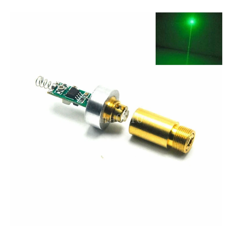 Industrial 532nm 50mw/100mw/200mW Green Laser Dot Module Diode Aluminium Heatsink Driver & Spring 3.7-4.2V  Pointer Torch DIY