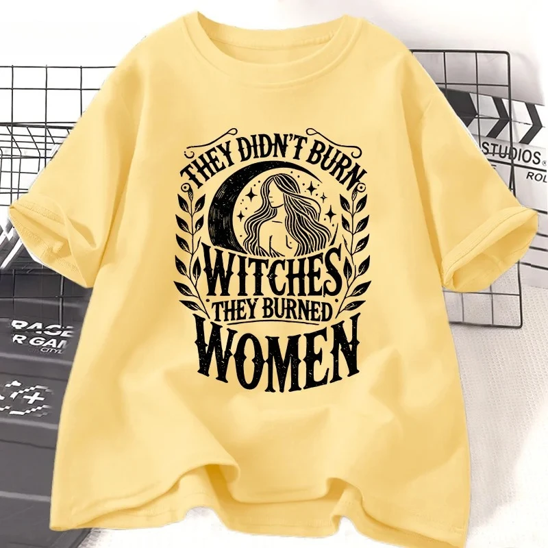 Eles não queimam bruxas, eles queimaram camiseta feminina feminista bruxa gráfica camisetas vintage menina power roupas camisetas gráficas