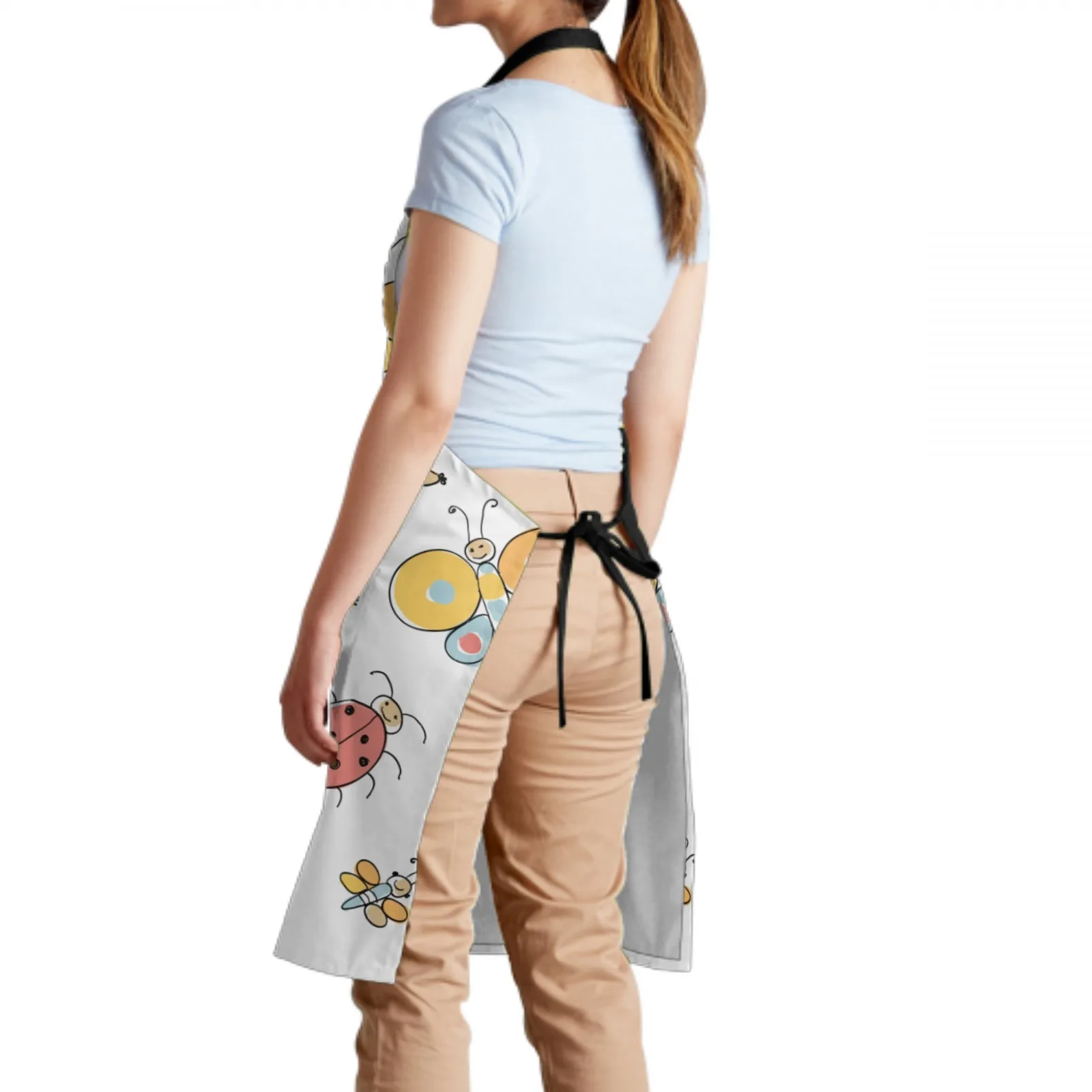 Butterfly Waterproof Apron with 2 Pockets Kitchen Chef Apron Colorful Apron for Hair Brushing Cooking Baking Painting Gardening