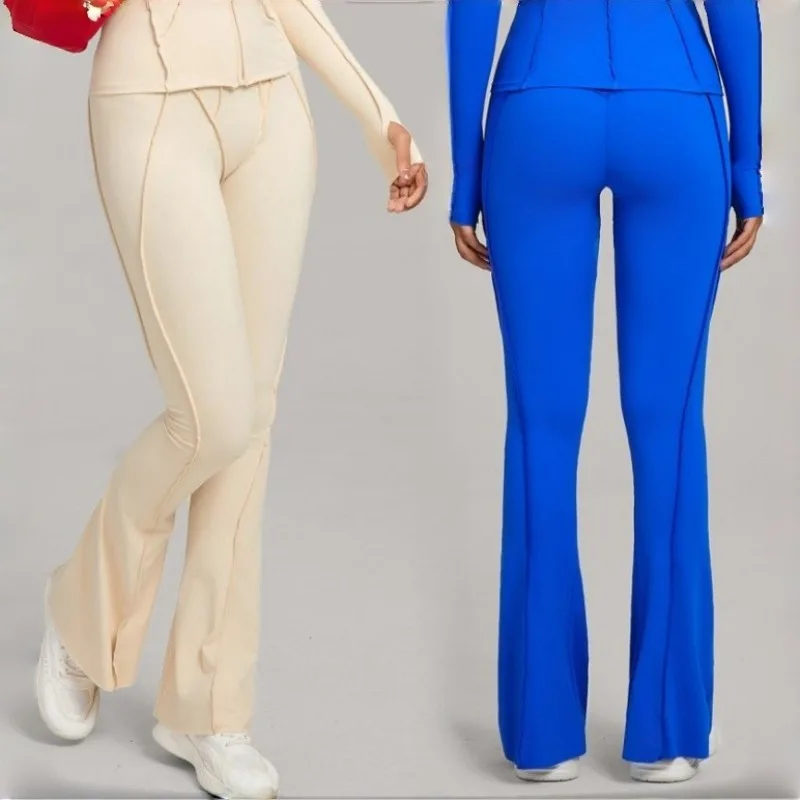 

Женская одежда для йоги с широкими штанинами, поднимающая бедра, высокая талия, спортивные брюки-клеш для похудения и похудения, повседневные брюки для танцев и фитнеса