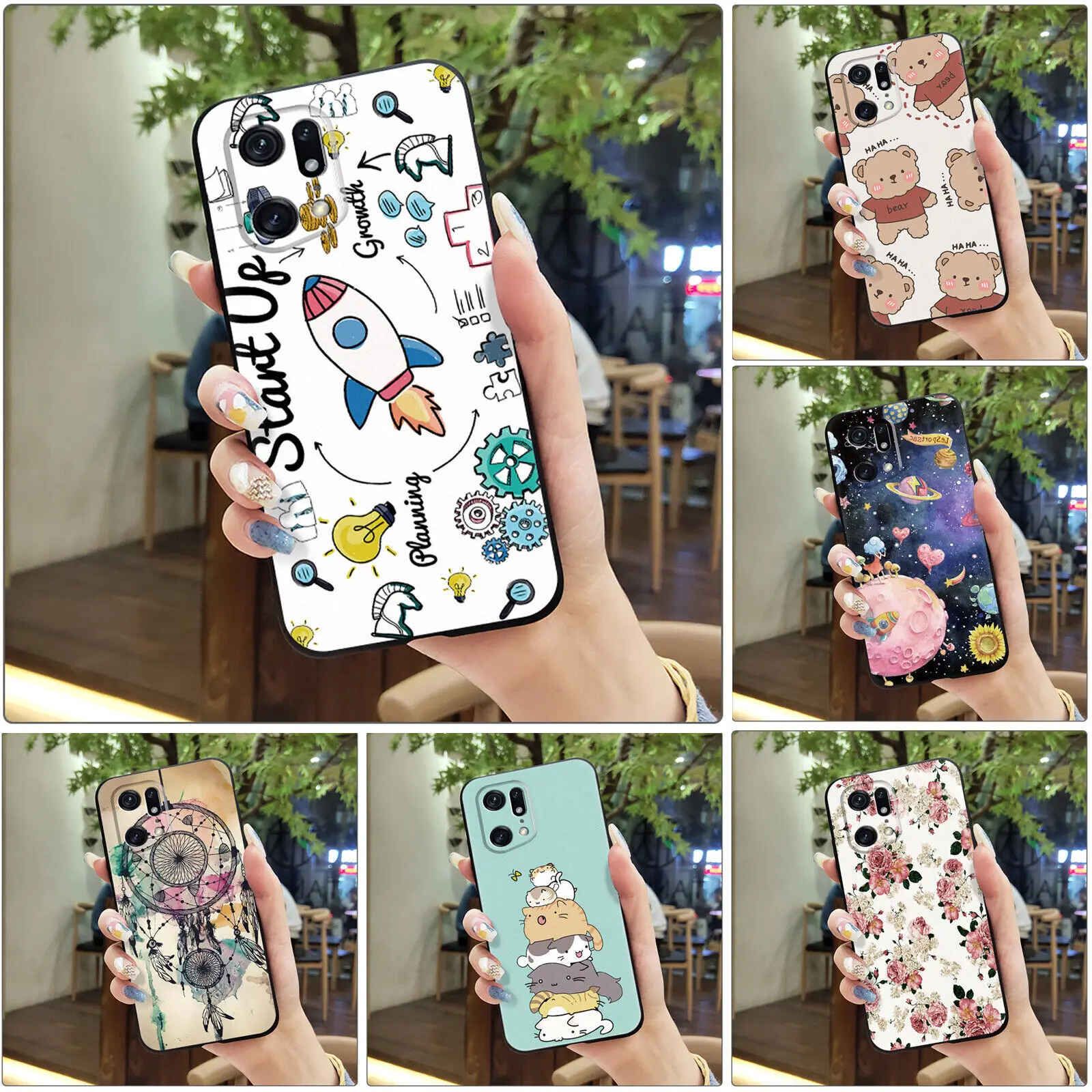 For Oppo Find X5/Find X5 Lite/Find X5 Pro Ultra Slim Silicone Thin Phone Case Cover ShockProof Cute Flower Cartoon