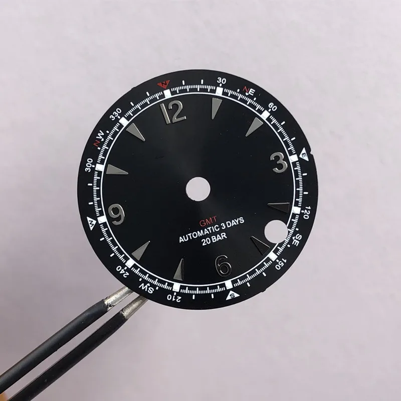 Accesorios de reloj B20, esfera GMT estilo Alpinist negro adecuada para el movimiento japonés NH34 con logotipo S