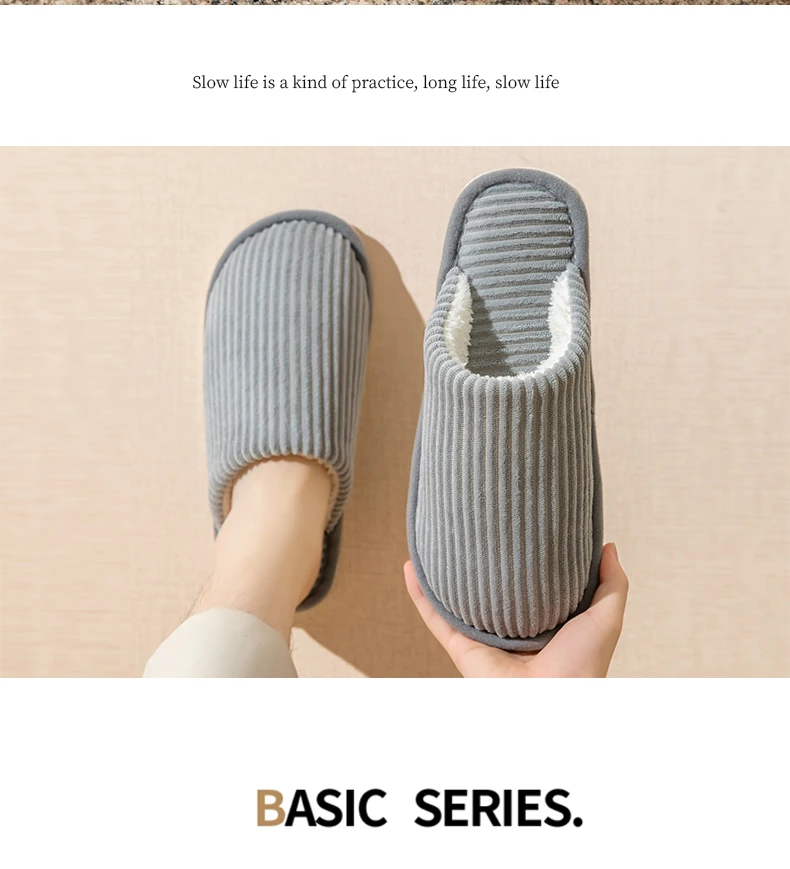 Winter warme Plüsch Herren Hausschuhe rutschfeste weiche Schuhe Komfort flache Ferse Indoor Schlafzimmer Paar Hausschuhe für Zuhause Schuhe im Herbst – Detail 4