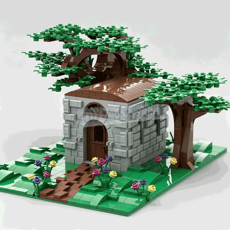 1063PCS Medieval House Tree Garden MOC Creative Architecture Model Custom Puzzle DIY Assembly Toy Building Blocks Popular Gift