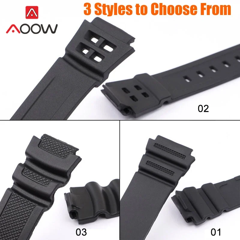 Rubber Strap for Casio AQ-S810W SGW-300H W-735H Stainless Steel Buckle 18mm Men Sport Waterproof Bracelet Band Watch Accessories