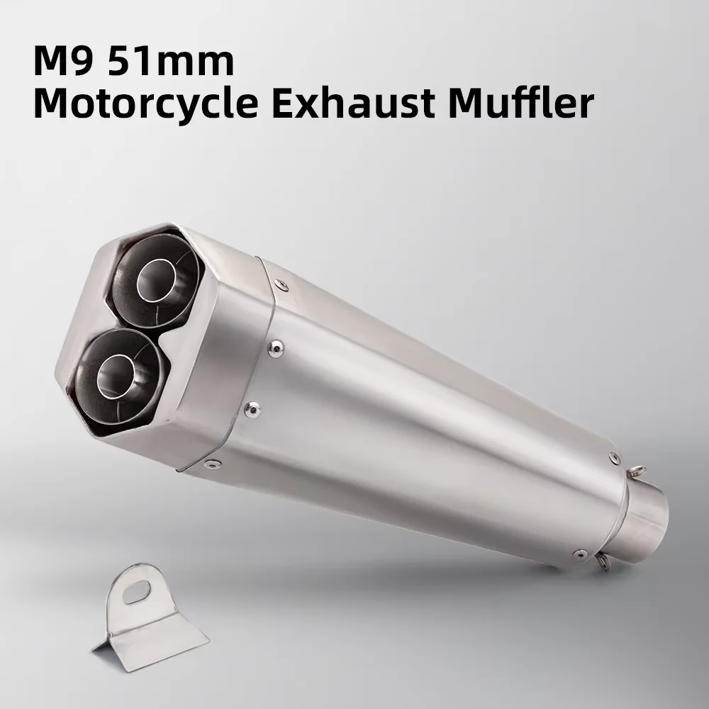 

Universal 51MM motorcycle exhaust tail section double hole Muffler for Triumph765 MT07 DUKE390 mt09 Z900 CBR650 R6 Z400 R3 z400