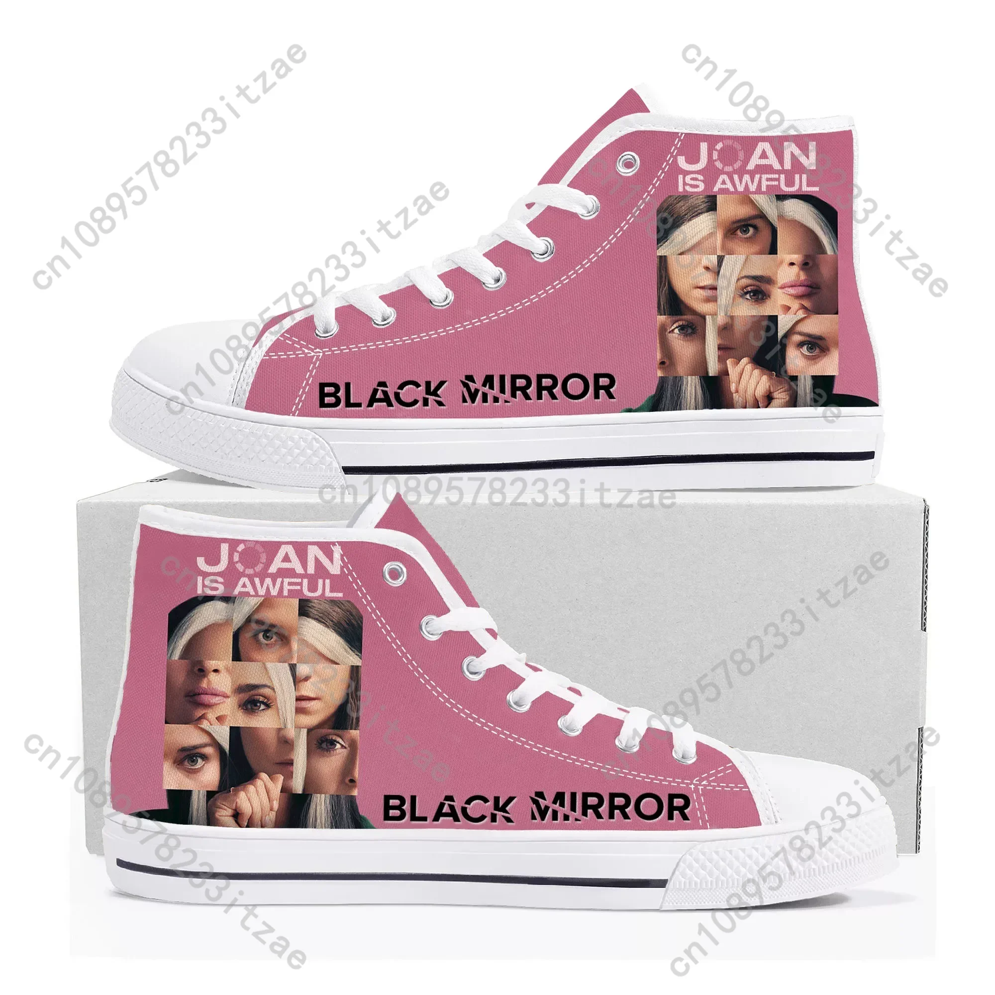 Black Mirror High Top Sneakers Mens Womens Teenager Canvas High Quality Sneaker Casual Custom Made Shoes Customize DIY Shoe