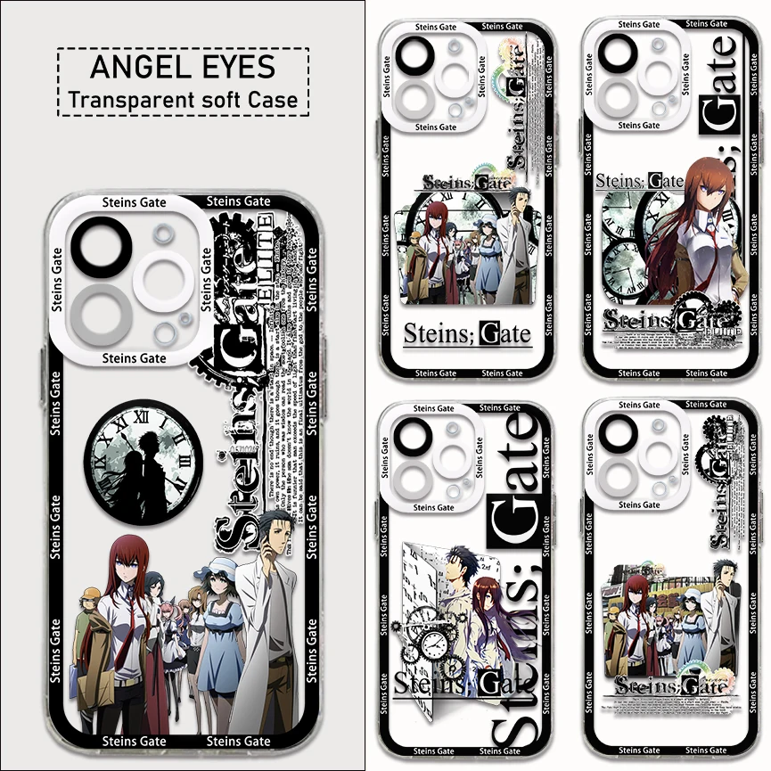 Steins Gate Game Character Art Phone Case For iPhone 15 14 13 12 11 Mini Pro Max X XR XSMax 6S 6 7 8 Plus SE20 Transparent Cover