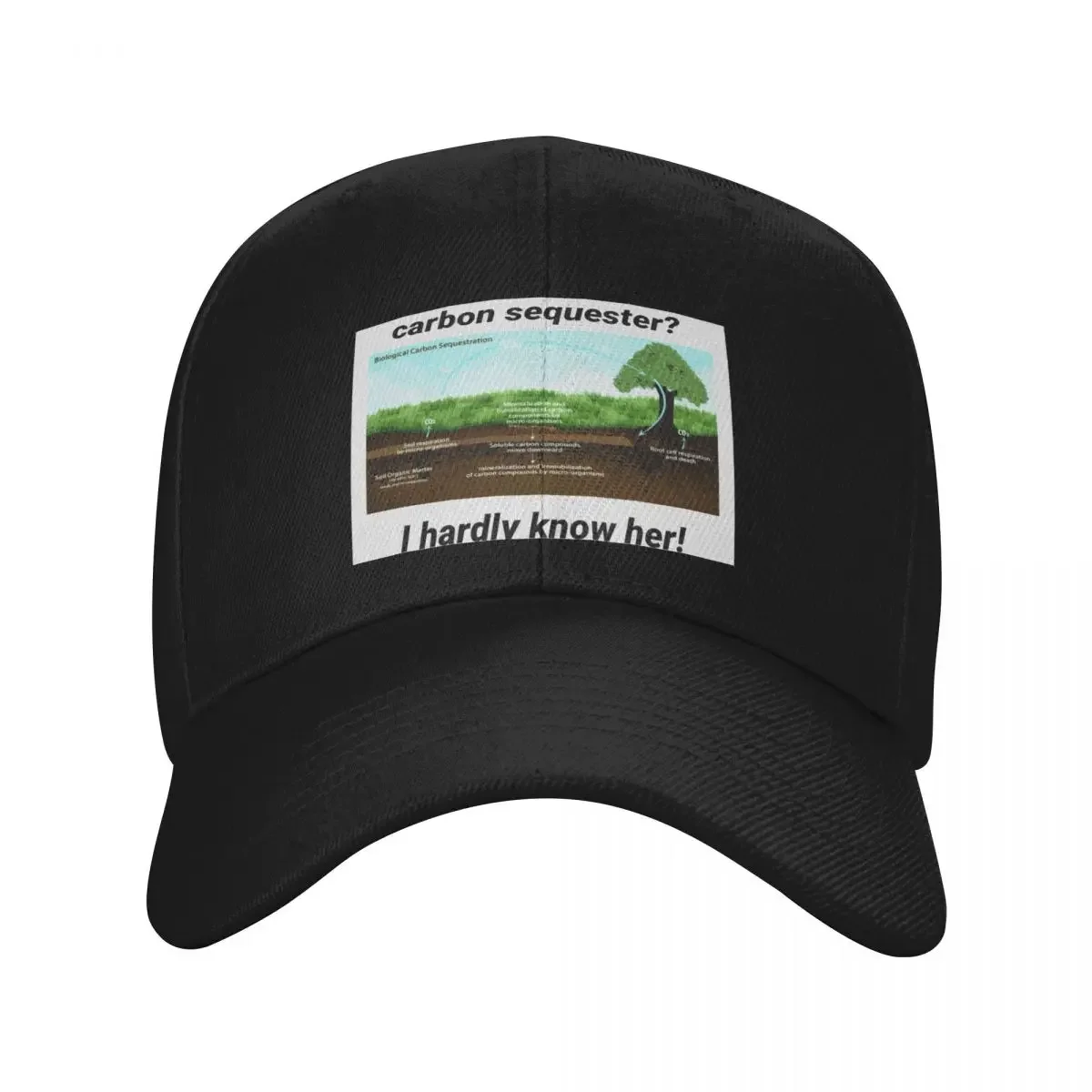 Carbon Sequester? I hardly know her Baseball Cap hats on offer Funny hats Hats Woman Men's