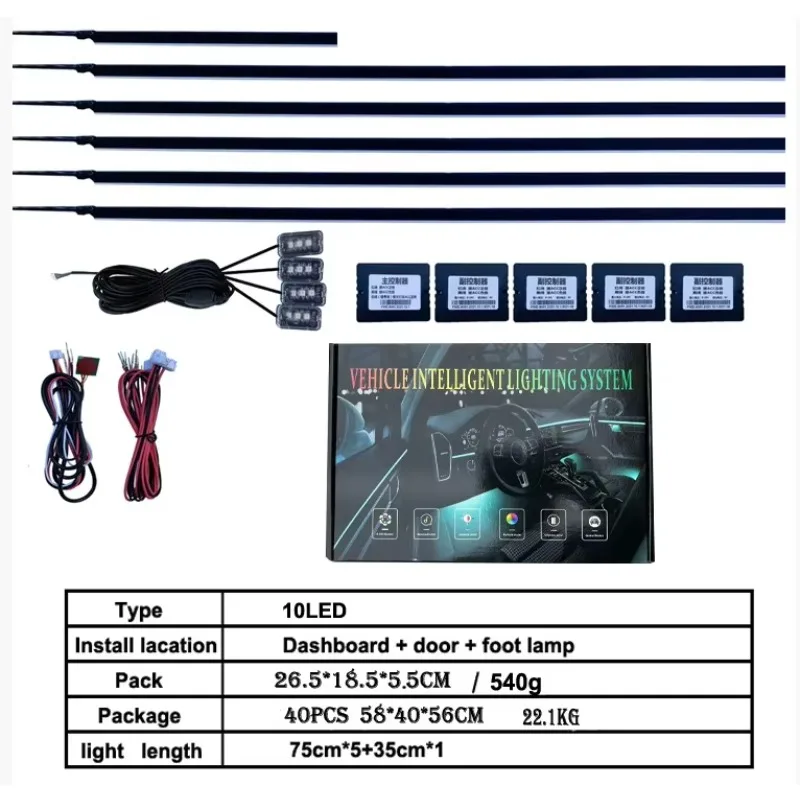 Newest Hot Selling Universal  RGB Symphony LED Strip Light Ambient Car Interior Lighting Kit Car Ambient Light