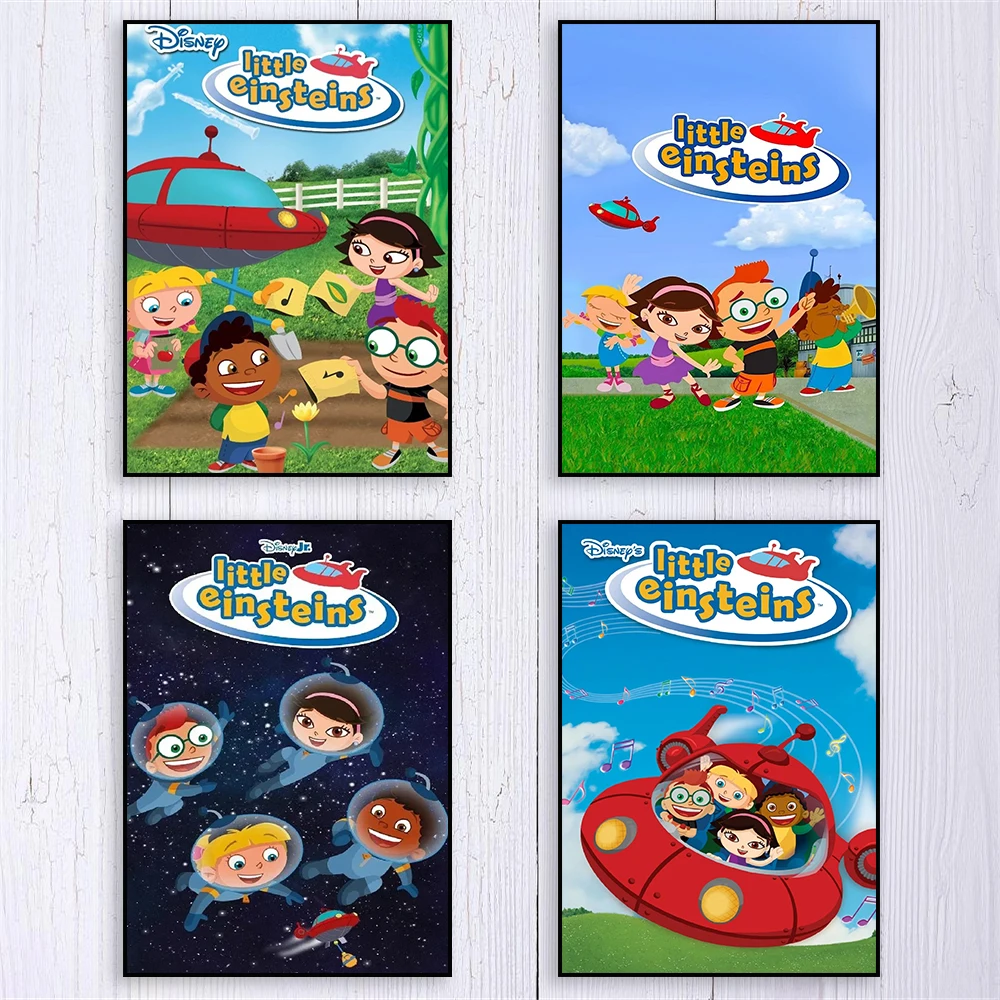 ليتل أينشتاينز الفيلم المشارك الفيلم الكلاسيكي ملصق فني الكرتون المائية الفن طباعة فيلم قماش اللوحة غرفة نوم الديكور