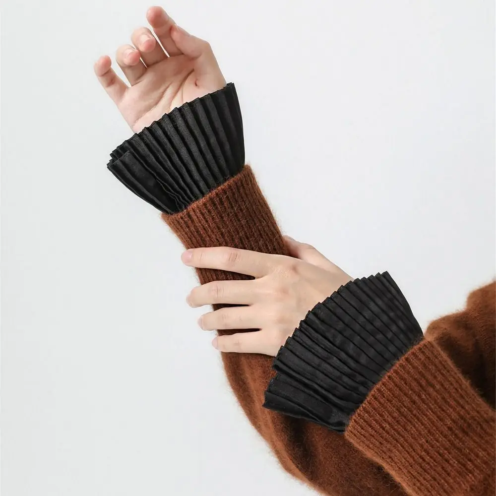 Ruffles Pleated Fake Sleeves Detachable Cuffs Chiffon Fake Flared Sleeves Clothing Decoration Wristband Hand Wrist Cuffs