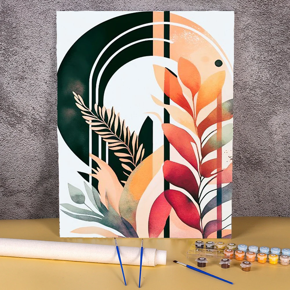 

Acrylic Paint By Numbers For Adults Pictures With Numbers Abstract Plant Number Painting Handicraft Art Home Decor Bedroom Wall