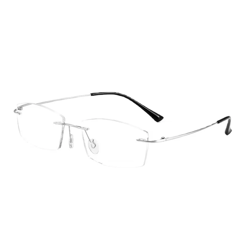 Pure Titanium Rimless Diamond Cutting Man Woman Glasses Frame Anti Blue Light Reading Glasses Men Eyewear + 1.0 1.5 2.0 2.5 3.0