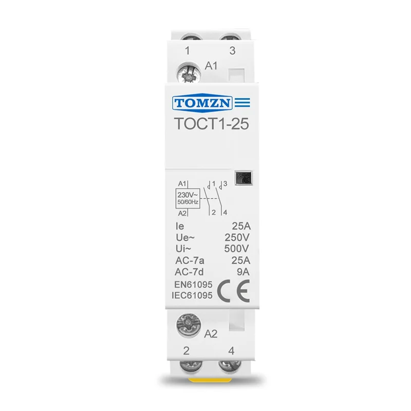 TOMZN TOCT1-25 2P 25A 220V/230V 50/60HZ Rail DIN Contacteur Modulaire Ac Domestique 25A 2NO Contacteur AC