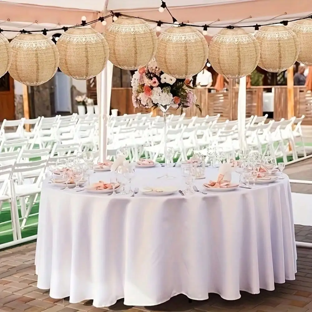 실내 장식을 위한 6pcs 레이스 인쇄 삼베 보헤미안 종이 등불, 생일 파티 장식을 위한 중국 종이 등불.