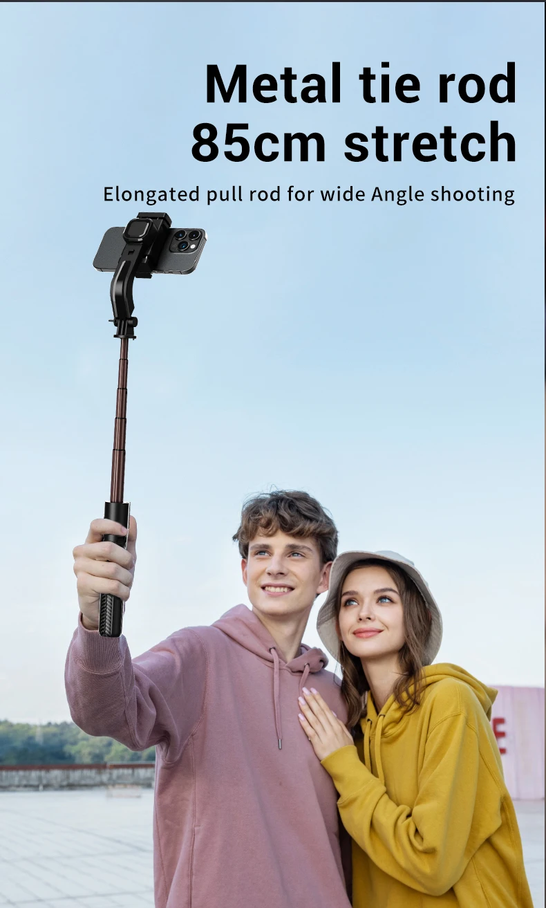 Handheld Gimbal Stabilizer for Smartphone 1-Axis with Selfie Stick Tripod Stand Wireless Bluetooth Remote for iPhone Android