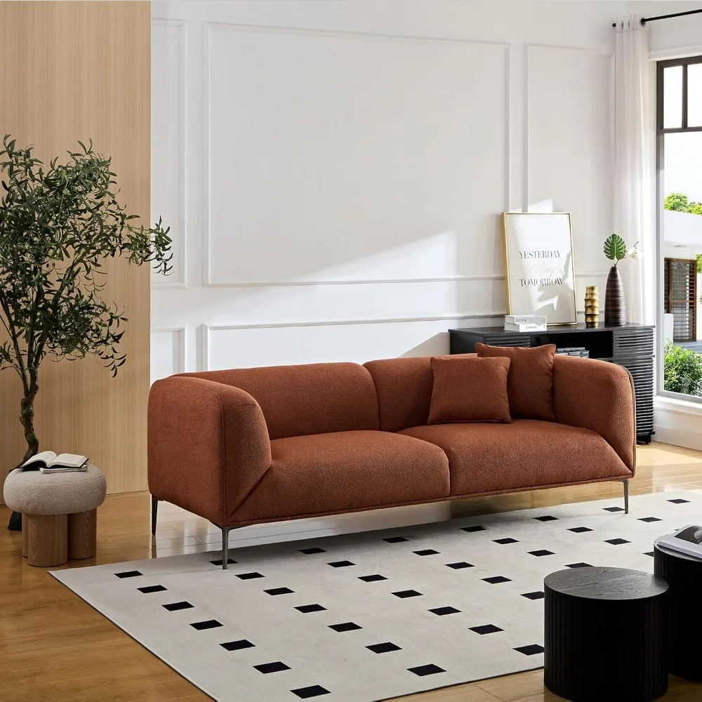 

89" Velvet Tall Sofa,Modern Comfy 3 Seater Deep Seat Sofa,Cloud Couches with 2 Pillows,Metal Legs,Living Room Sofas.